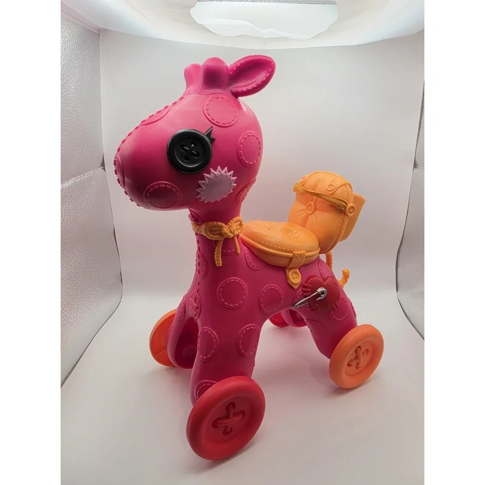 Vintage LALALOOPSY RIDE‎ ON GIRAFFE with Seatbelt Belt RED w/ PINK SEAT